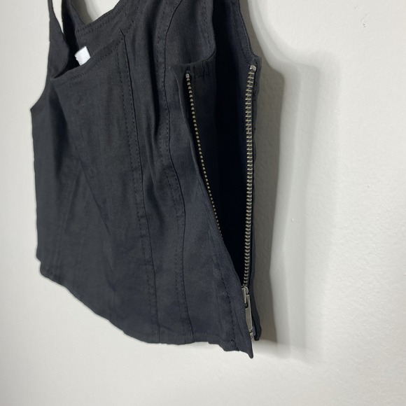 A.L.C. Crop Tank Top Black Corset Linen Blend Sleeveless Side Zipper Womens Sz 2 - Picture 6 of 13